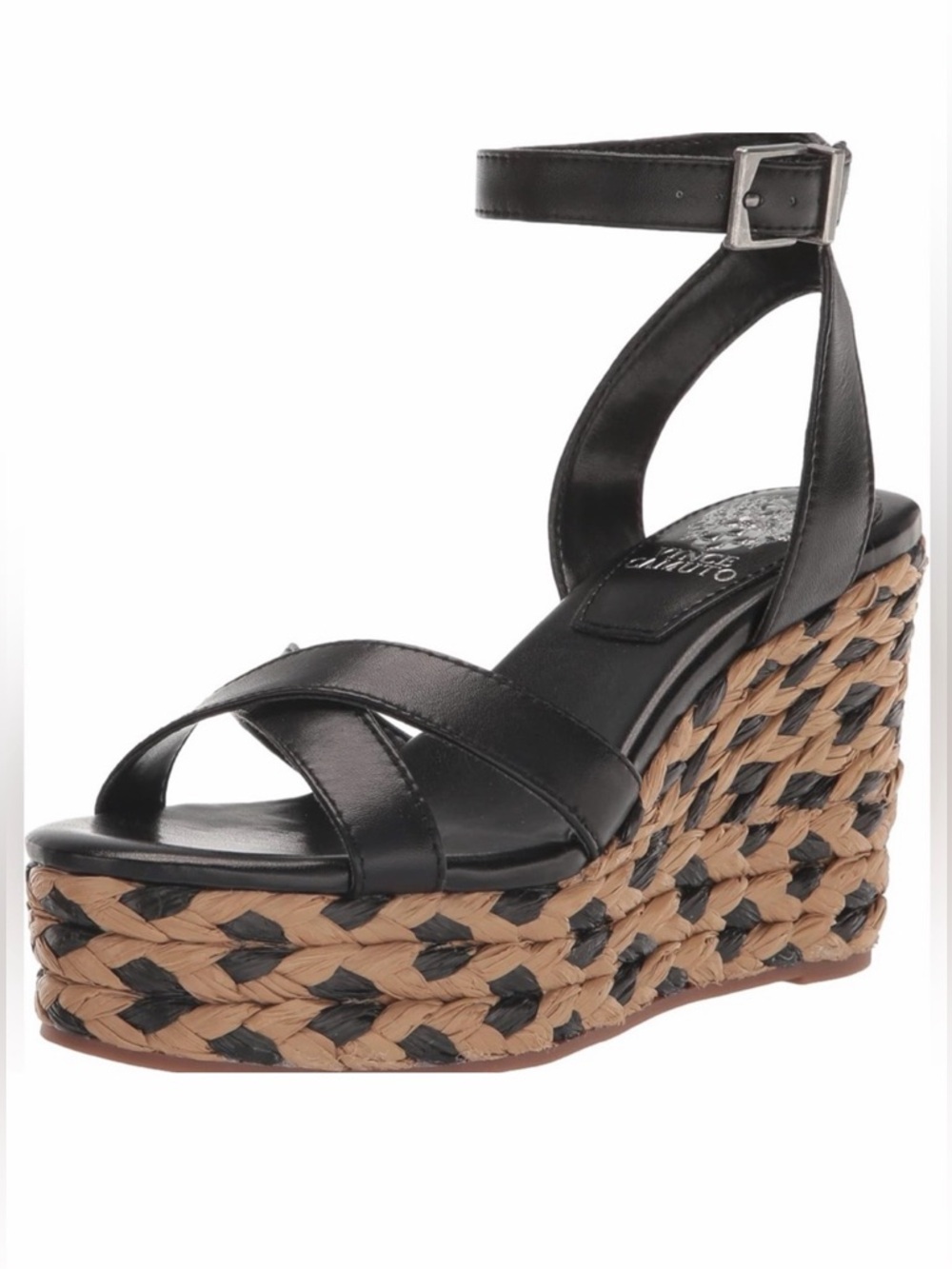 🆕 VINCE CAMUTO Fettana Black Espadrille Platform Wedge Sandals Women’s 9.5 NWT